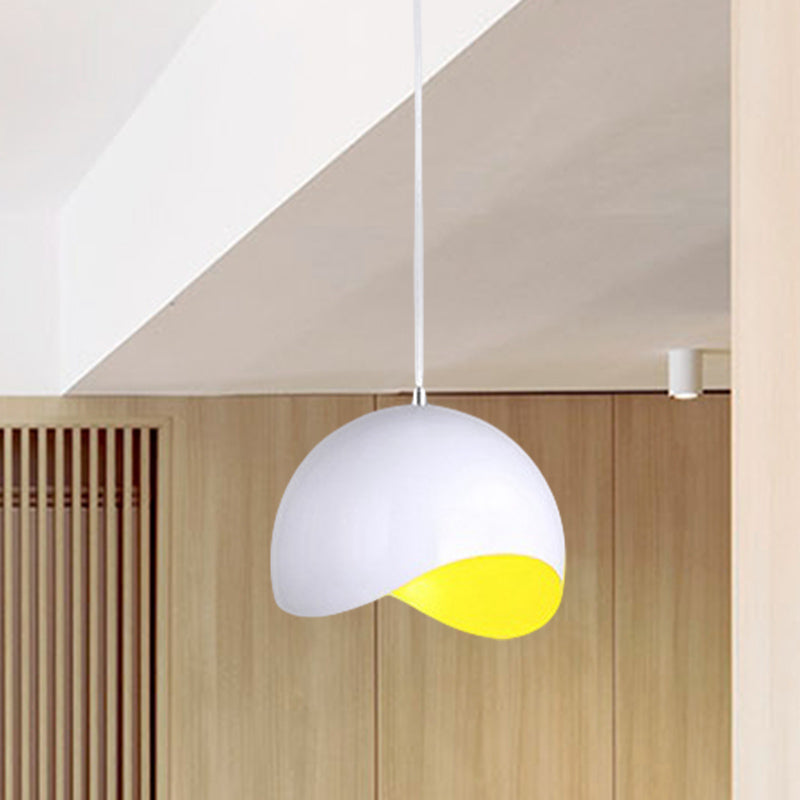 Waveforms Dome Ceiling Light Modern Style Metal 1 Bulb Inner Pink/Yellow Height Adjustable Hanging Fixture, 8"/12" W Clearhalo 'Ceiling Lights' 'Modern Pendants' 'Modern' 'Pendant Lights' 'Pendants' Lighting' 597542