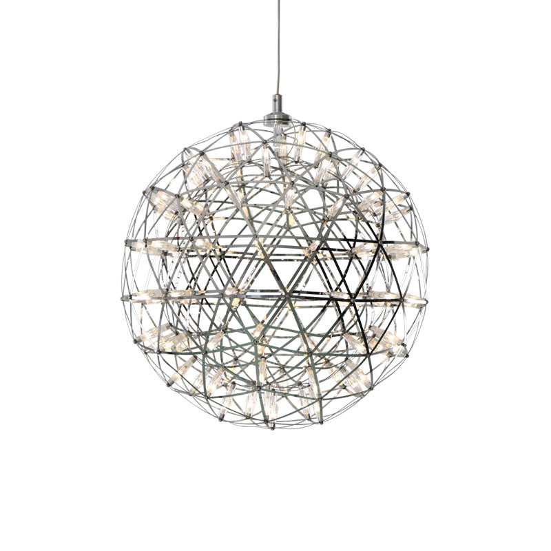 Firework Chandelier Lighting with Orb Shade Modernist Stainless Steel 8"/12" W LED Restaurant Pendant Lamp in Chrome Clearhalo 'Ceiling Lights' 'Chandeliers' 'Modern Chandeliers' 'Modern' Lighting' 597556