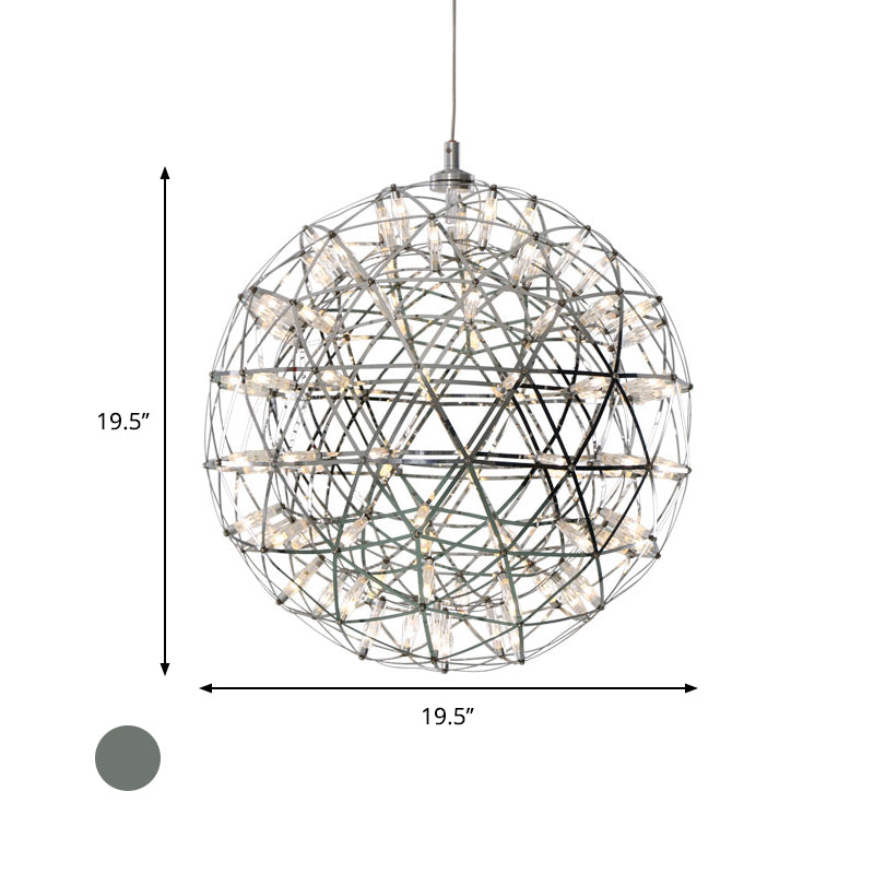 Firework Chandelier Lighting with Orb Shade Modernist Stainless Steel 8"/12" W LED Restaurant Pendant Lamp in Chrome Clearhalo 'Ceiling Lights' 'Chandeliers' 'Modern Chandeliers' 'Modern' Lighting' 597557