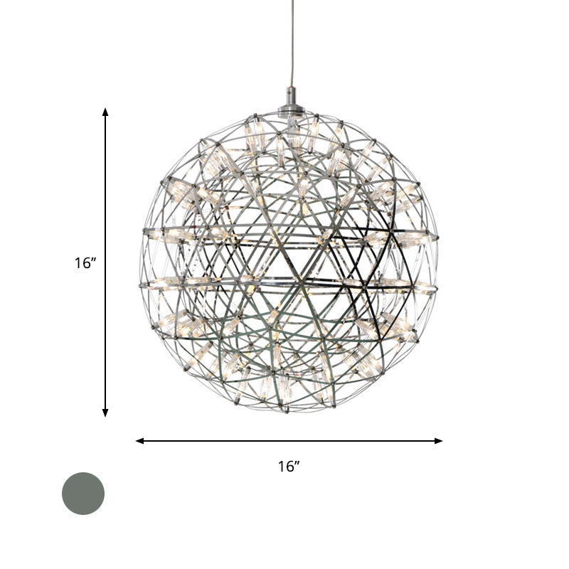 Firework Chandelier Lighting with Orb Shade Modernist Stainless Steel 8"/12" W LED Restaurant Pendant Lamp in Chrome Clearhalo 'Ceiling Lights' 'Chandeliers' 'Modern Chandeliers' 'Modern' Lighting' 597558