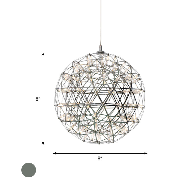 Firework Chandelier Lighting with Orb Shade Modernist Stainless Steel 8"/12" W LED Restaurant Pendant Lamp in Chrome Clearhalo 'Ceiling Lights' 'Chandeliers' 'Modern Chandeliers' 'Modern' Lighting' 597560