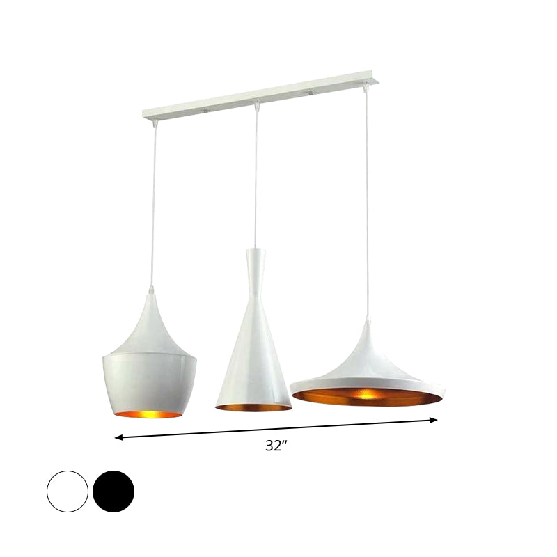 Metal Cone/Saucer/Urn Pendant Light Industrial Black/White/Gold Hanging Light with Linear/Round Canopy Clearhalo 'Ceiling Lights' 'Modern Pendants' 'Modern' 'Pendant Lights' 'Pendants' Lighting' 597565