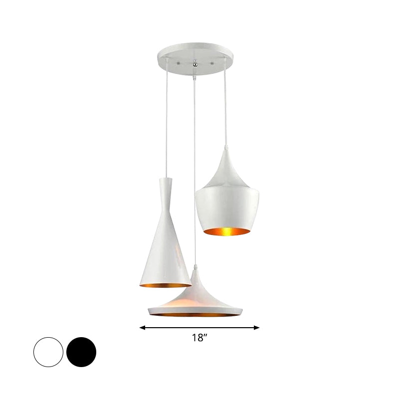 Metal Cone/Saucer/Urn Pendant Light Industrial Black/White/Gold Hanging Light with Linear/Round Canopy Clearhalo 'Ceiling Lights' 'Modern Pendants' 'Modern' 'Pendant Lights' 'Pendants' Lighting' 597574