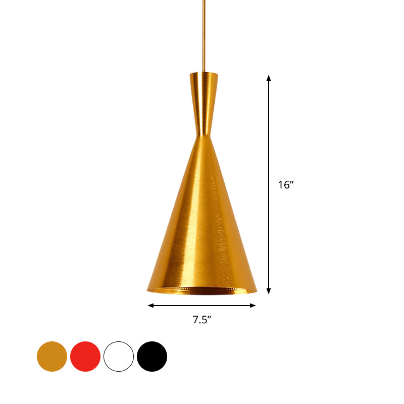 Metal Cone/Saucer/Urn Pendant Light Industrial Black/White/Gold Hanging Light with Linear/Round Canopy Clearhalo 'Ceiling Lights' 'Modern Pendants' 'Modern' 'Pendant Lights' 'Pendants' Lighting' 597583