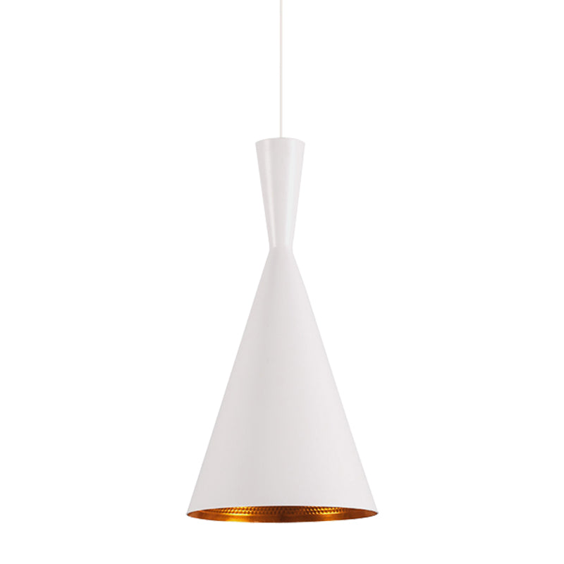 Metal Cone/Saucer/Urn Pendant Light Industrial Black/White/Gold Hanging Light with Linear/Round Canopy Clearhalo 'Ceiling Lights' 'Modern Pendants' 'Modern' 'Pendant Lights' 'Pendants' Lighting' 597591