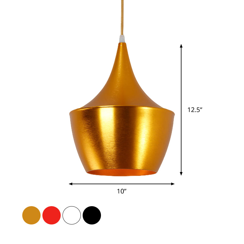 Metal Cone/Saucer/Urn Pendant Light Industrial Black/White/Gold Hanging Light with Linear/Round Canopy Clearhalo 'Ceiling Lights' 'Modern Pendants' 'Modern' 'Pendant Lights' 'Pendants' Lighting' 597600