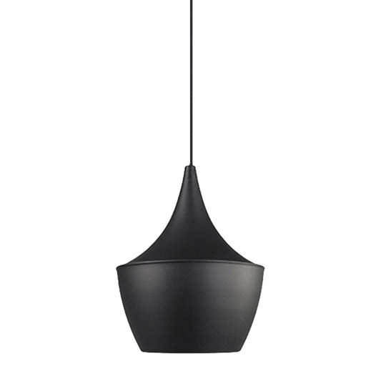 Metal Cone/Saucer/Urn Pendant Light Industrial Black/White/Gold Hanging Light with Linear/Round Canopy Clearhalo 'Ceiling Lights' 'Modern Pendants' 'Modern' 'Pendant Lights' 'Pendants' Lighting' 597612