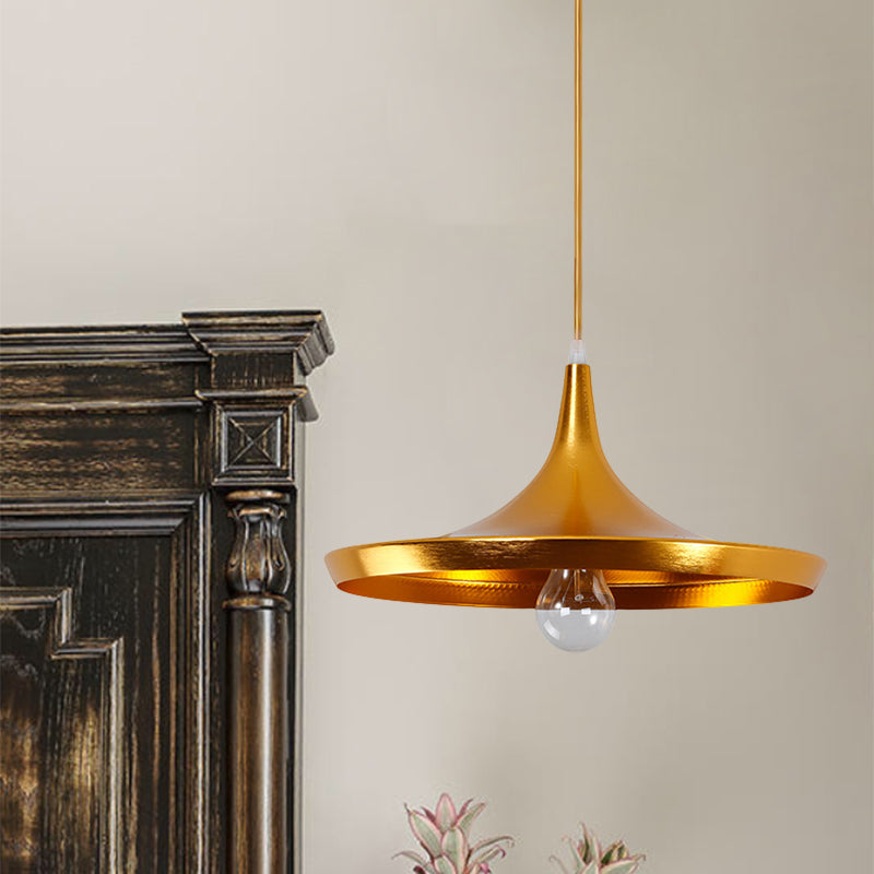 Metal Cone/Saucer/Urn Pendant Light Industrial Black/White/Gold Hanging Light with Linear/Round Canopy Clearhalo 'Ceiling Lights' 'Modern Pendants' 'Modern' 'Pendant Lights' 'Pendants' Lighting' 597615