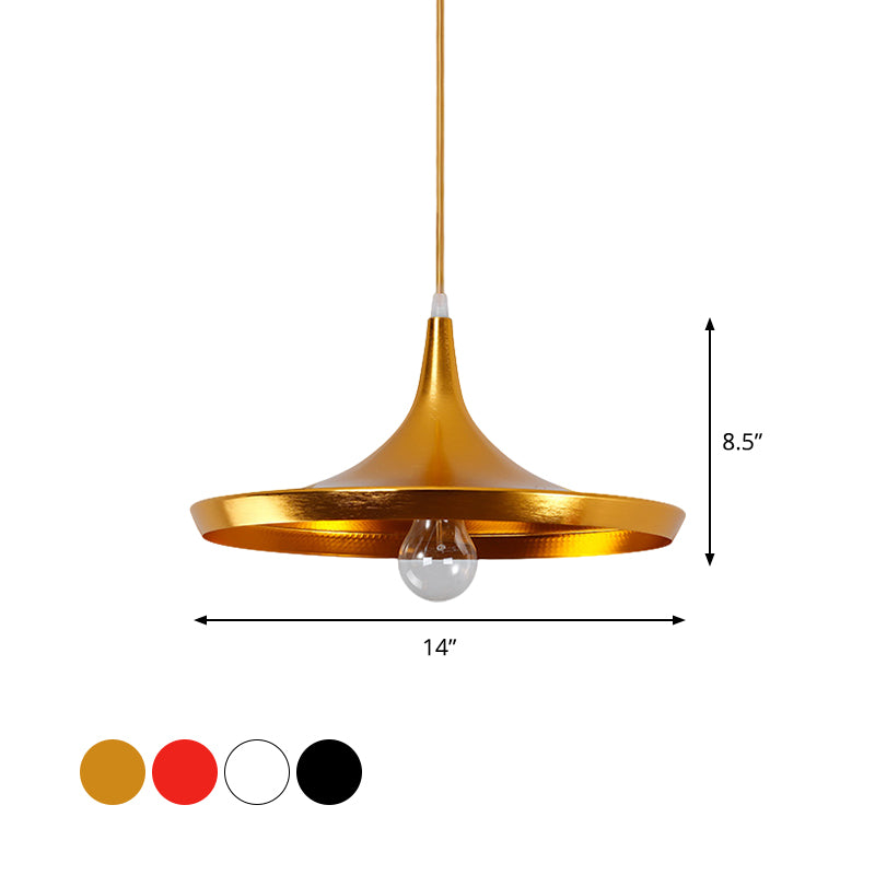 Metal Cone/Saucer/Urn Pendant Light Industrial Black/White/Gold Hanging Light with Linear/Round Canopy Clearhalo 'Ceiling Lights' 'Modern Pendants' 'Modern' 'Pendant Lights' 'Pendants' Lighting' 597617