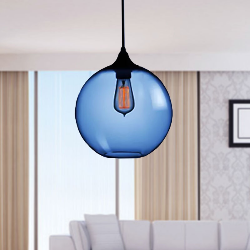 Globe Ceiling Pendant Light Simplicity Glass 1 Light Red/Brown/Clear Hanging Ceiling Light Clearhalo 'Ceiling Lights' 'Chandeliers' 'Glass shade' 'Glass' 'Modern Pendants' 'Modern' 'Pendant Lights' 'Pendants' Lighting' 597662