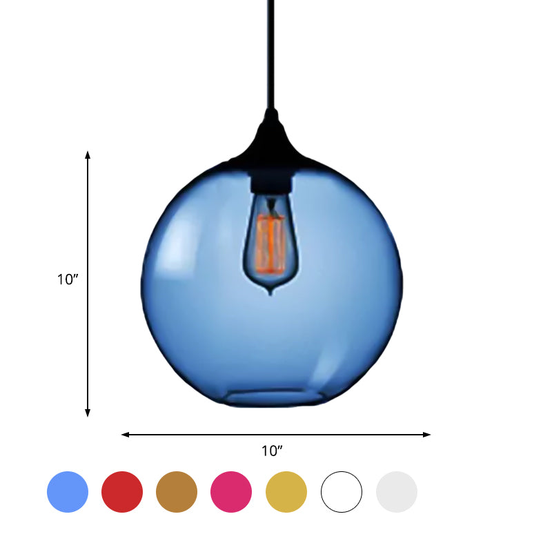Globe Ceiling Pendant Light Simplicity Glass 1 Light Red/Brown/Clear Hanging Ceiling Light Clearhalo 'Ceiling Lights' 'Chandeliers' 'Glass shade' 'Glass' 'Modern Pendants' 'Modern' 'Pendant Lights' 'Pendants' Lighting' 597665