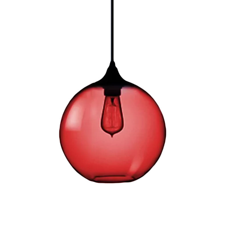 Globe Ceiling Pendant Light Simplicity Glass 1 Light Red/Brown/Clear Hanging Ceiling Light Clearhalo 'Ceiling Lights' 'Chandeliers' 'Glass shade' 'Glass' 'Modern Pendants' 'Modern' 'Pendant Lights' 'Pendants' Lighting' 597669