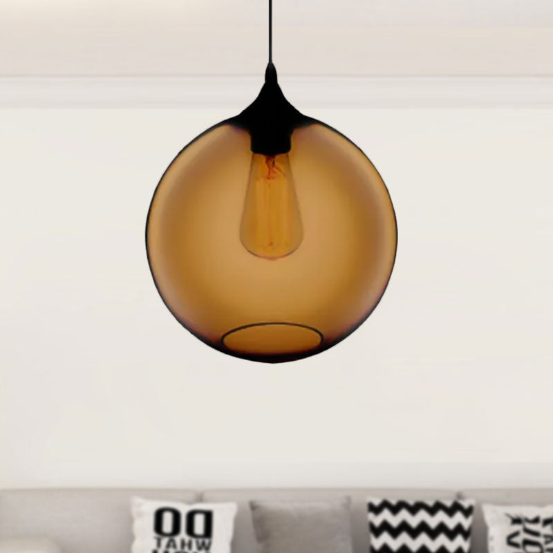 Globe Ceiling Pendant Light Simplicity Glass 1 Light Red/Brown/Clear Hanging Ceiling Light Clearhalo 'Ceiling Lights' 'Chandeliers' 'Glass shade' 'Glass' 'Modern Pendants' 'Modern' 'Pendant Lights' 'Pendants' Lighting' 597671