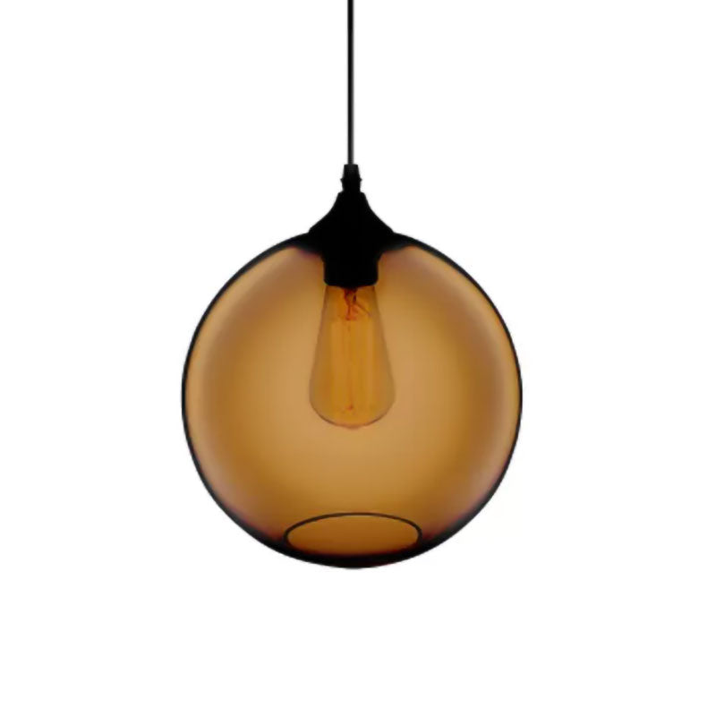 Globe Ceiling Pendant Light Simplicity Glass 1 Light Red/Brown/Clear Hanging Ceiling Light Clearhalo 'Ceiling Lights' 'Chandeliers' 'Glass shade' 'Glass' 'Modern Pendants' 'Modern' 'Pendant Lights' 'Pendants' Lighting' 597673