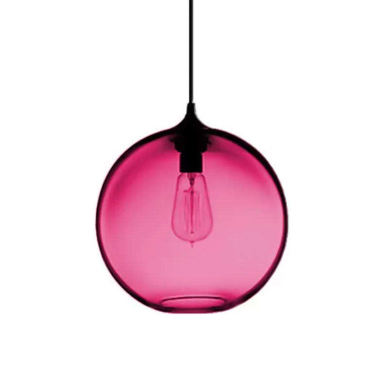 Globe Ceiling Pendant Light Simplicity Glass 1 Light Red/Brown/Clear Hanging Ceiling Light Clearhalo 'Ceiling Lights' 'Chandeliers' 'Glass shade' 'Glass' 'Modern Pendants' 'Modern' 'Pendant Lights' 'Pendants' Lighting' 597677