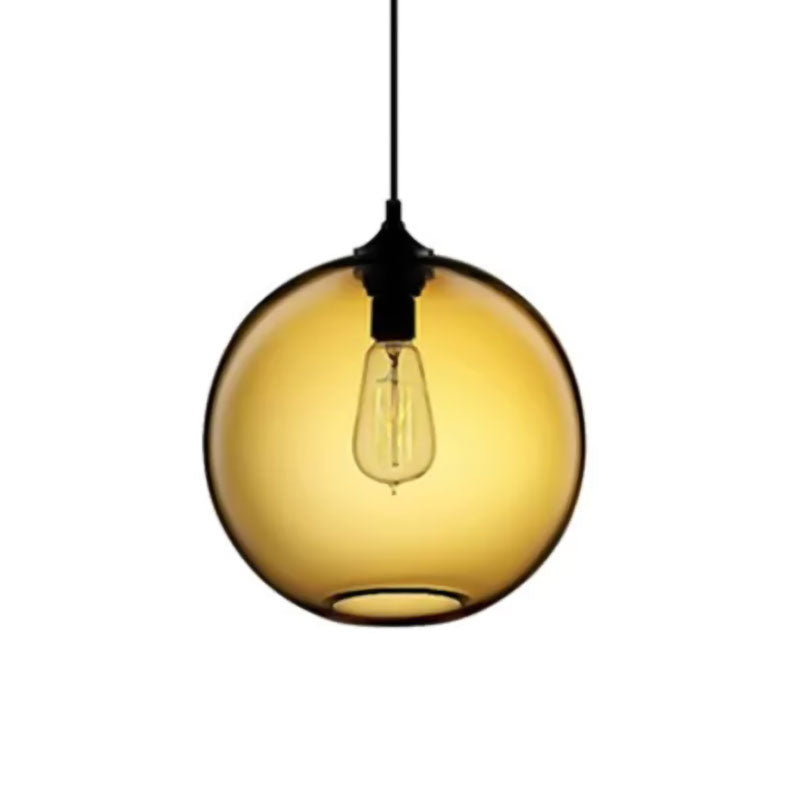 Globe Ceiling Pendant Light Simplicity Glass 1 Light Red/Brown/Clear Hanging Ceiling Light Clearhalo 'Ceiling Lights' 'Chandeliers' 'Glass shade' 'Glass' 'Modern Pendants' 'Modern' 'Pendant Lights' 'Pendants' Lighting' 597681