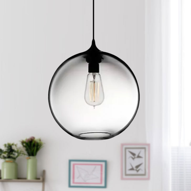 Globe Ceiling Pendant Light Simplicity Glass 1 Light Red/Brown/Clear Hanging Ceiling Light Clear Clearhalo 'Ceiling Lights' 'Chandeliers' 'Glass shade' 'Glass' 'Modern Pendants' 'Modern' 'Pendant Lights' 'Pendants' Lighting' 597682