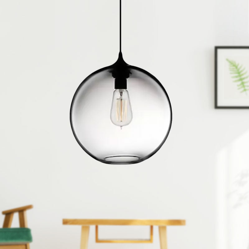 Globe Ceiling Pendant Light Simplicity Glass 1 Light Red/Brown/Clear Hanging Ceiling Light Clearhalo 'Ceiling Lights' 'Chandeliers' 'Glass shade' 'Glass' 'Modern Pendants' 'Modern' 'Pendant Lights' 'Pendants' Lighting' 597683