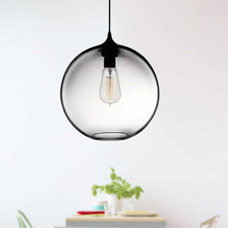 Globe Ceiling Pendant Light Simplicity Glass 1 Light Red/Brown/Clear Hanging Ceiling Light Clearhalo 'Ceiling Lights' 'Chandeliers' 'Glass shade' 'Glass' 'Modern Pendants' 'Modern' 'Pendant Lights' 'Pendants' Lighting' 597684