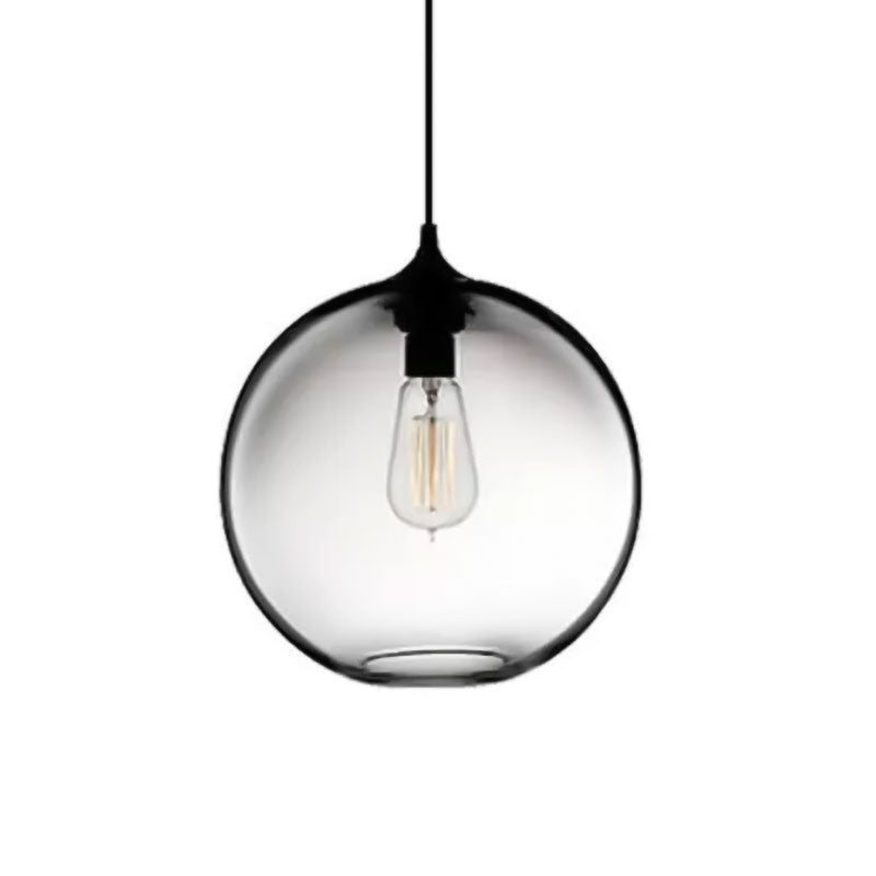 Globe Ceiling Pendant Light Simplicity Glass 1 Light Red/Brown/Clear Hanging Ceiling Light Clearhalo 'Ceiling Lights' 'Chandeliers' 'Glass shade' 'Glass' 'Modern Pendants' 'Modern' 'Pendant Lights' 'Pendants' Lighting' 597685