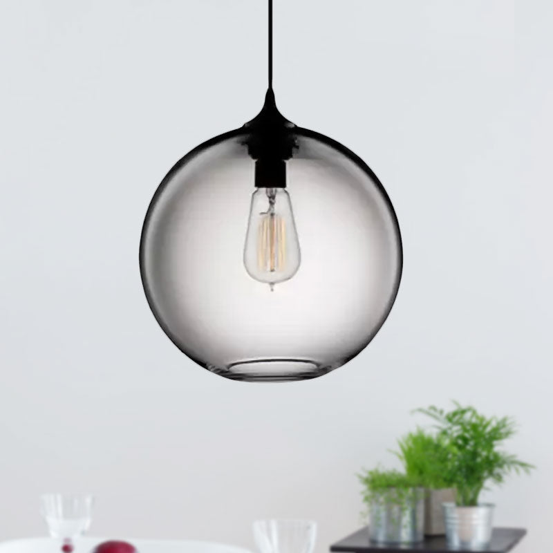 Globe Ceiling Pendant Light Simplicity Glass 1 Light Red/Brown/Clear Hanging Ceiling Light Smoke Gray Clearhalo 'Ceiling Lights' 'Chandeliers' 'Glass shade' 'Glass' 'Modern Pendants' 'Modern' 'Pendant Lights' 'Pendants' Lighting' 597686