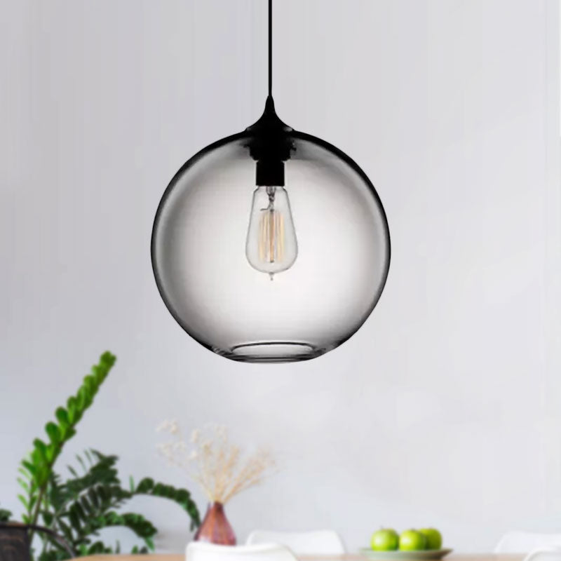 Globe Ceiling Pendant Light Simplicity Glass 1 Light Red/Brown/Clear Hanging Ceiling Light Clearhalo 'Ceiling Lights' 'Chandeliers' 'Glass shade' 'Glass' 'Modern Pendants' 'Modern' 'Pendant Lights' 'Pendants' Lighting' 597687