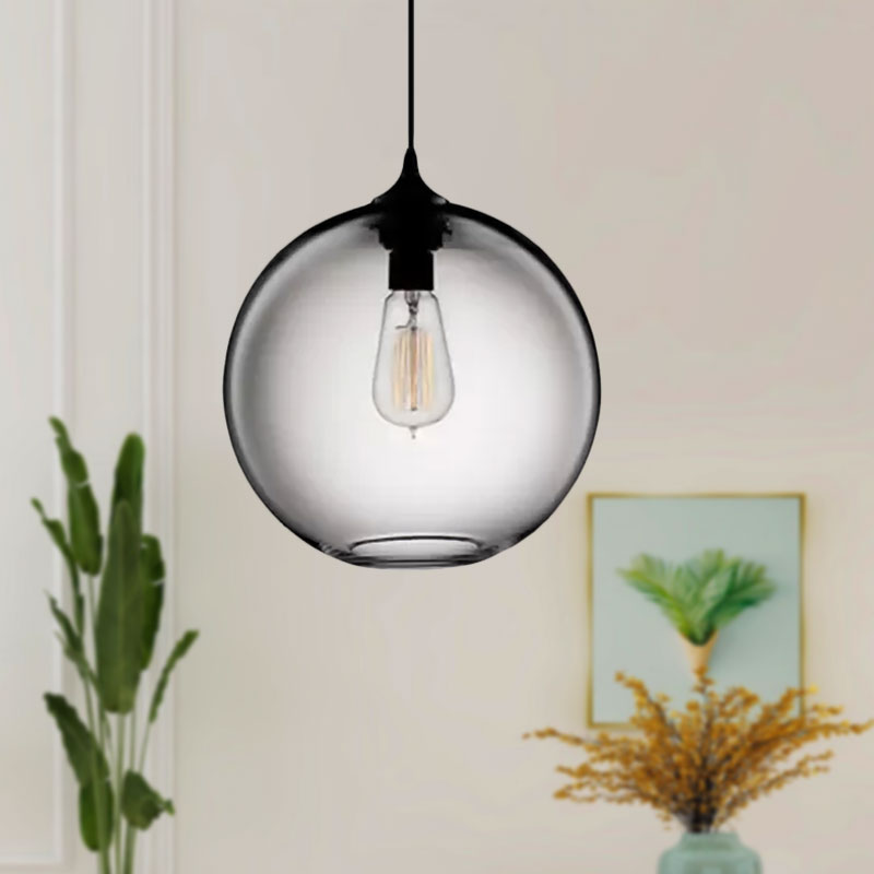 Globe Ceiling Pendant Light Simplicity Glass 1 Light Red/Brown/Clear Hanging Ceiling Light Clearhalo 'Ceiling Lights' 'Chandeliers' 'Glass shade' 'Glass' 'Modern Pendants' 'Modern' 'Pendant Lights' 'Pendants' Lighting' 597688