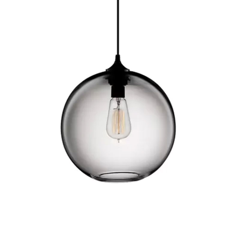 Globe Ceiling Pendant Light Simplicity Glass 1 Light Red/Brown/Clear Hanging Ceiling Light Clearhalo 'Ceiling Lights' 'Chandeliers' 'Glass shade' 'Glass' 'Modern Pendants' 'Modern' 'Pendant Lights' 'Pendants' Lighting' 597689