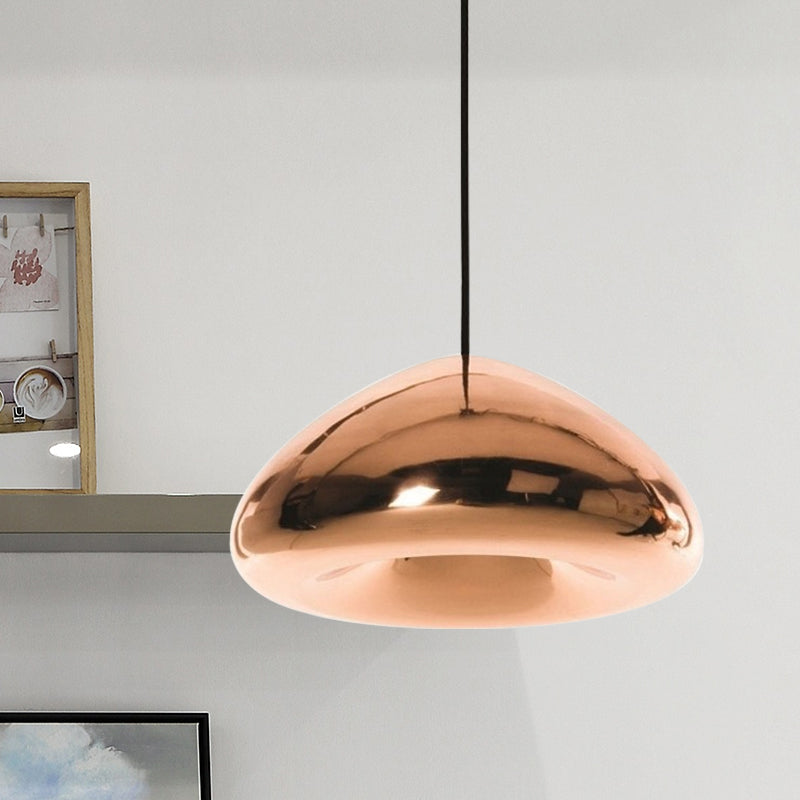 7"/12"W Recessed Shape Pendant Lighting Post-Modern Glass 1 Light Sliver/Gold/Rose Gold Hanging Light Clearhalo 'Ceiling Lights' 'Glass shade' 'Glass' 'Modern Pendants' 'Modern' 'Pendant Lights' 'Pendants' Lighting' 597692