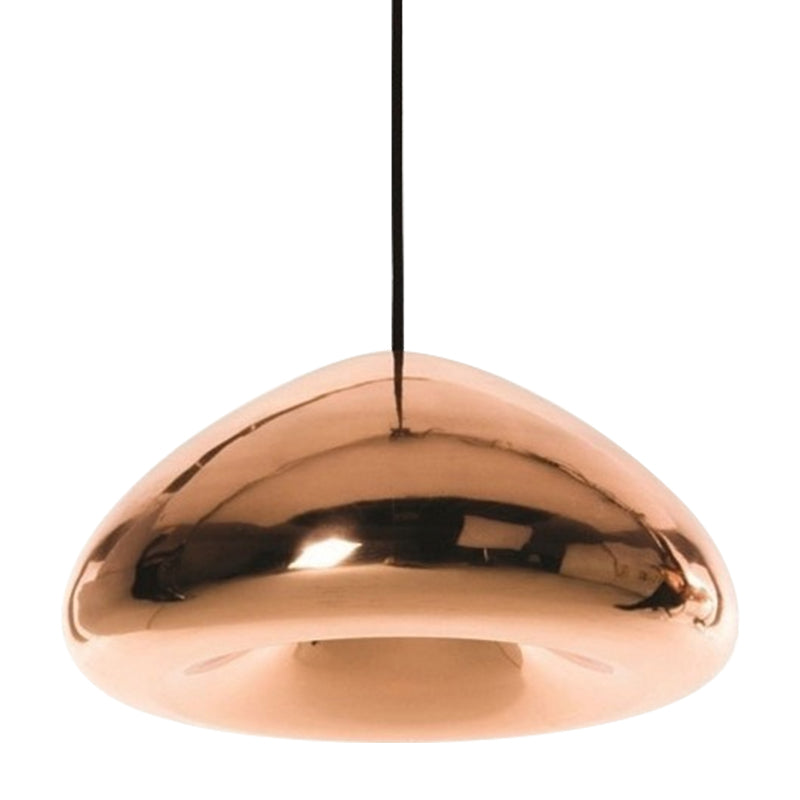 7"/12"W Recessed Shape Pendant Lighting Post-Modern Glass 1 Light Sliver/Gold/Rose Gold Hanging Light Clearhalo 'Ceiling Lights' 'Glass shade' 'Glass' 'Modern Pendants' 'Modern' 'Pendant Lights' 'Pendants' Lighting' 597693