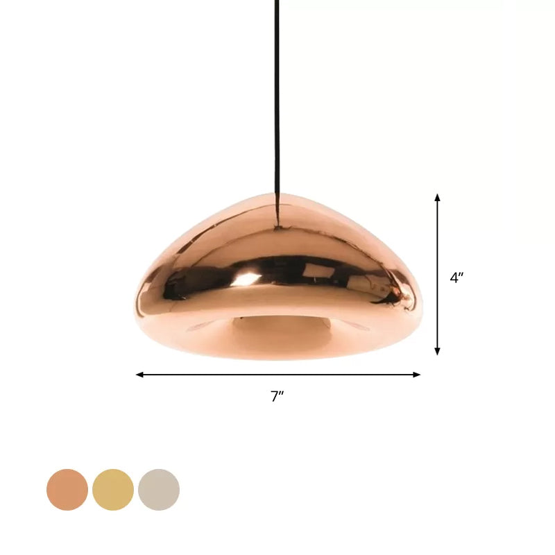 7"/12"W Recessed Shape Pendant Lighting Post-Modern Glass 1 Light Sliver/Gold/Rose Gold Hanging Light Clearhalo 'Ceiling Lights' 'Glass shade' 'Glass' 'Modern Pendants' 'Modern' 'Pendant Lights' 'Pendants' Lighting' 597694