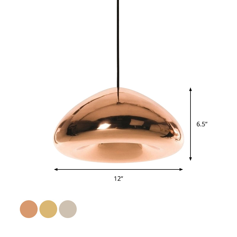 7"/12"W Recessed Shape Pendant Lighting Post-Modern Glass 1 Light Sliver/Gold/Rose Gold Hanging Light Clearhalo 'Ceiling Lights' 'Glass shade' 'Glass' 'Modern Pendants' 'Modern' 'Pendant Lights' 'Pendants' Lighting' 597695