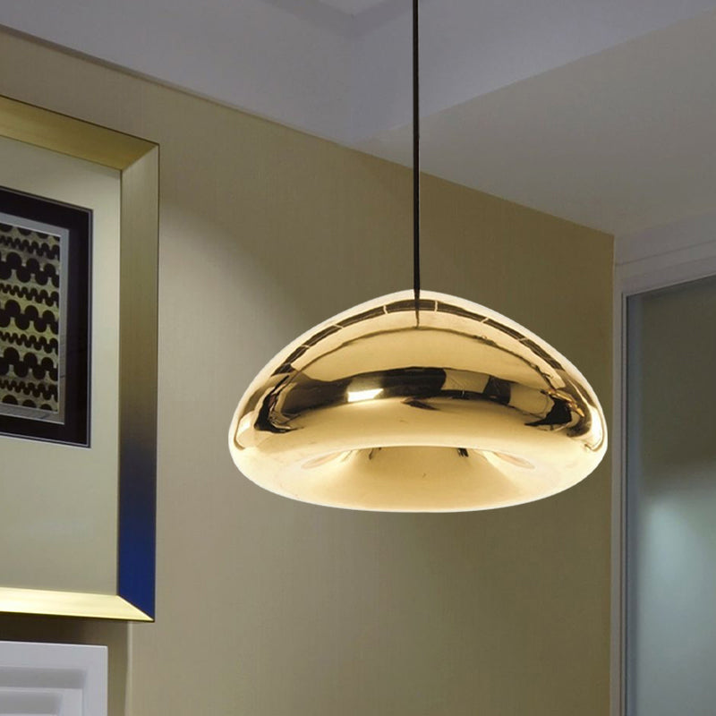 7"/12"W Recessed Shape Pendant Lighting Post-Modern Glass 1 Light Sliver/Gold/Rose Gold Hanging Light Clearhalo 'Ceiling Lights' 'Glass shade' 'Glass' 'Modern Pendants' 'Modern' 'Pendant Lights' 'Pendants' Lighting' 597698