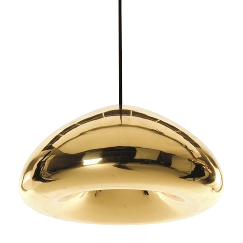 7"/12"W Recessed Shape Pendant Lighting Post-Modern Glass 1 Light Sliver/Gold/Rose Gold Hanging Light Clearhalo 'Ceiling Lights' 'Glass shade' 'Glass' 'Modern Pendants' 'Modern' 'Pendant Lights' 'Pendants' Lighting' 597699