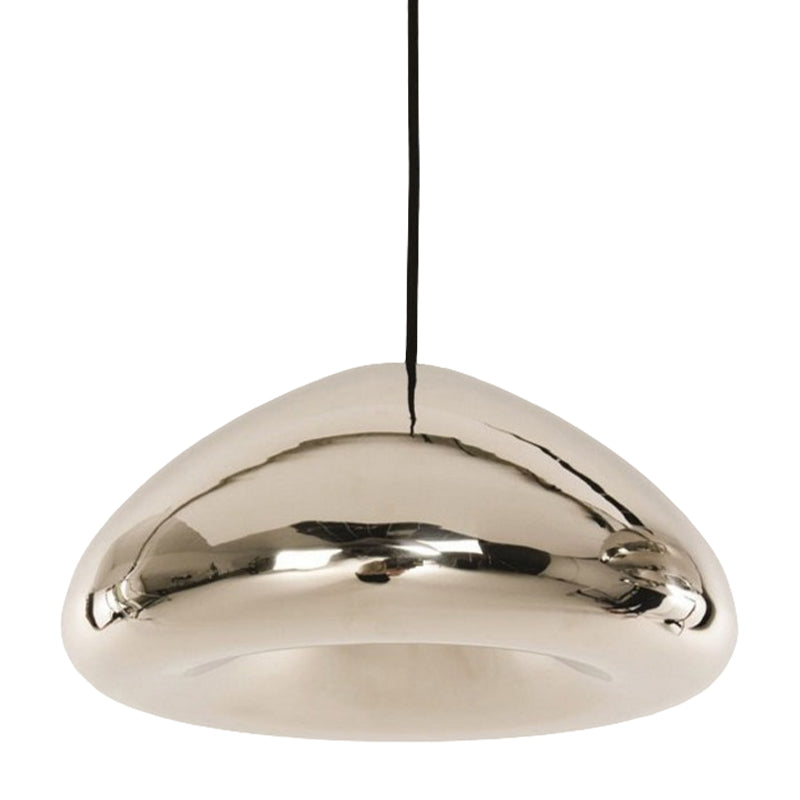 7"/12"W Recessed Shape Pendant Lighting Post-Modern Glass 1 Light Sliver/Gold/Rose Gold Hanging Light Clearhalo 'Ceiling Lights' 'Glass shade' 'Glass' 'Modern Pendants' 'Modern' 'Pendant Lights' 'Pendants' Lighting' 597703