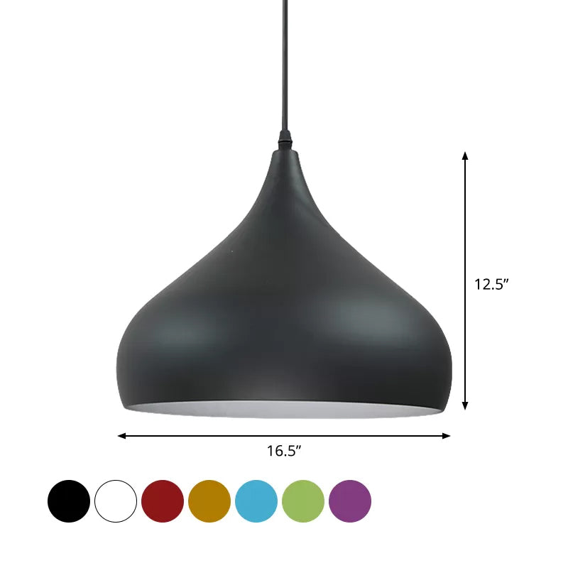 12.5"/16.5" Wide Dome Pendant Lighting Modern Iron 1 Light Black/White/Red Hanging Light Clearhalo 'Ceiling Lights' 'Modern Pendants' 'Modern' 'Pendant Lights' 'Pendants' Lighting' 597708