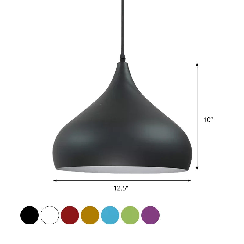 12.5"/16.5" Wide Dome Pendant Lighting Modern Iron 1 Light Black/White/Red Hanging Light Clearhalo 'Ceiling Lights' 'Modern Pendants' 'Modern' 'Pendant Lights' 'Pendants' Lighting' 597709