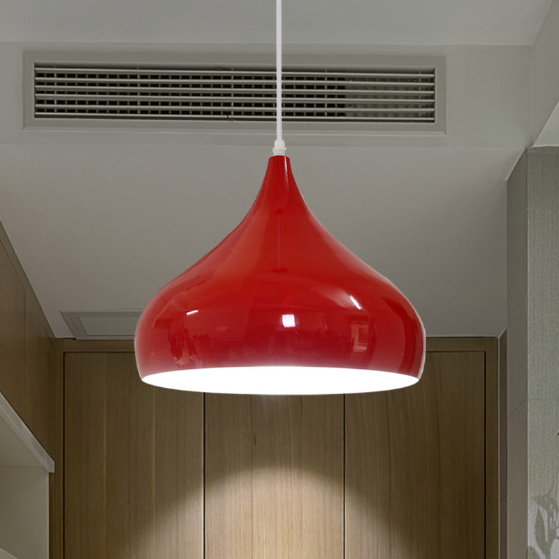 12.5"/16.5" Wide Dome Pendant Lighting Modern Iron 1 Light Black/White/Red Hanging Light Clearhalo 'Ceiling Lights' 'Modern Pendants' 'Modern' 'Pendant Lights' 'Pendants' Lighting' 597715