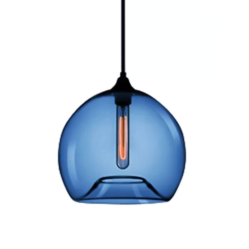 Glass Ball Shade Suspension Light in Modern Style1 Light Red/Brown/Blue Hanging Ceiling Light Clearhalo 'Ceiling Lights' 'Glass shade' 'Glass' 'Modern Pendants' 'Modern' 'Pendant Lights' 'Pendants' Lighting' 597737