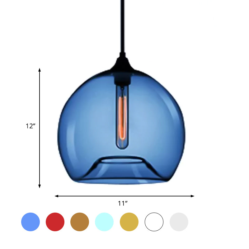 Glass Ball Shade Suspension Light in Modern Style1 Light Red/Brown/Blue Hanging Ceiling Light Clearhalo 'Ceiling Lights' 'Glass shade' 'Glass' 'Modern Pendants' 'Modern' 'Pendant Lights' 'Pendants' Lighting' 597738