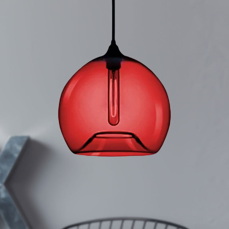 Glass Ball Shade Suspension Light in Modern Style1 Light Red/Brown/Blue Hanging Ceiling Light Clearhalo 'Ceiling Lights' 'Glass shade' 'Glass' 'Modern Pendants' 'Modern' 'Pendant Lights' 'Pendants' Lighting' 597741