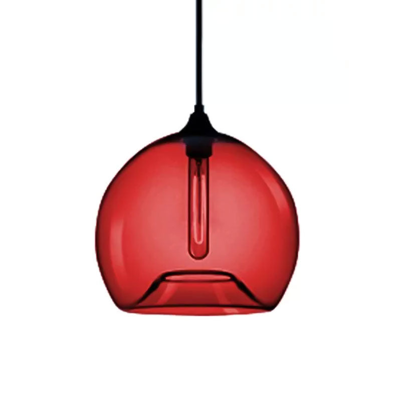 Glass Ball Shade Suspension Light in Modern Style1 Light Red/Brown/Blue Hanging Ceiling Light Clearhalo 'Ceiling Lights' 'Glass shade' 'Glass' 'Modern Pendants' 'Modern' 'Pendant Lights' 'Pendants' Lighting' 597742