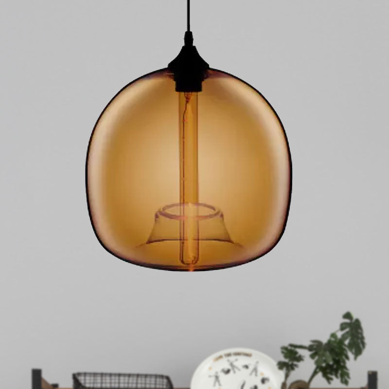 Glass Ball Shade Suspension Light in Modern Style1 Light Red/Brown/Blue Hanging Ceiling Light Brown Clearhalo 'Ceiling Lights' 'Glass shade' 'Glass' 'Modern Pendants' 'Modern' 'Pendant Lights' 'Pendants' Lighting' 597743