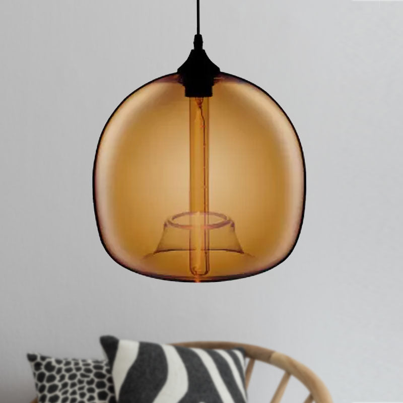 Glass Ball Shade Suspension Light in Modern Style1 Light Red/Brown/Blue Hanging Ceiling Light Clearhalo 'Ceiling Lights' 'Glass shade' 'Glass' 'Modern Pendants' 'Modern' 'Pendant Lights' 'Pendants' Lighting' 597745