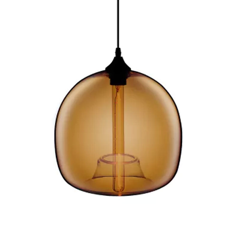 Glass Ball Shade Suspension Light in Modern Style1 Light Red/Brown/Blue Hanging Ceiling Light Clearhalo 'Ceiling Lights' 'Glass shade' 'Glass' 'Modern Pendants' 'Modern' 'Pendant Lights' 'Pendants' Lighting' 597746