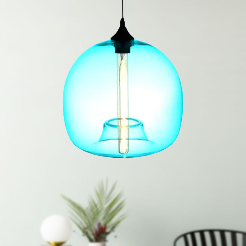 Glass Ball Shade Suspension Light in Modern Style1 Light Red/Brown/Blue Hanging Ceiling Light Clearhalo 'Ceiling Lights' 'Glass shade' 'Glass' 'Modern Pendants' 'Modern' 'Pendant Lights' 'Pendants' Lighting' 597748