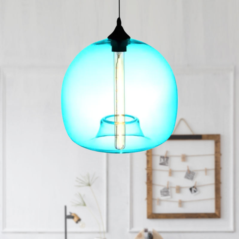 Glass Ball Shade Suspension Light in Modern Style1 Light Red/Brown/Blue Hanging Ceiling Light Clearhalo 'Ceiling Lights' 'Glass shade' 'Glass' 'Modern Pendants' 'Modern' 'Pendant Lights' 'Pendants' Lighting' 597749