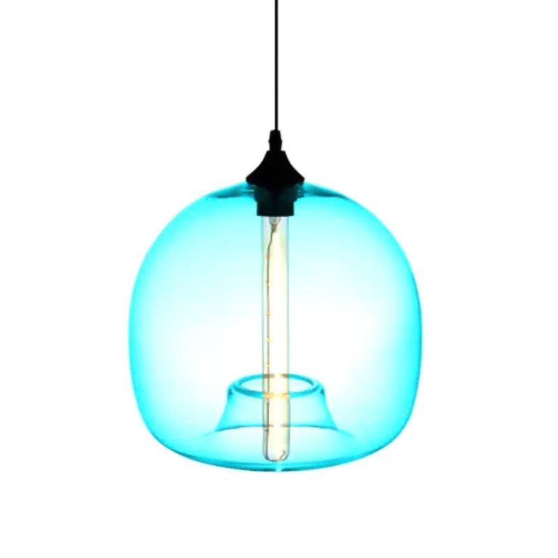 Glass Ball Shade Suspension Light in Modern Style1 Light Red/Brown/Blue Hanging Ceiling Light Clearhalo 'Ceiling Lights' 'Glass shade' 'Glass' 'Modern Pendants' 'Modern' 'Pendant Lights' 'Pendants' Lighting' 597750