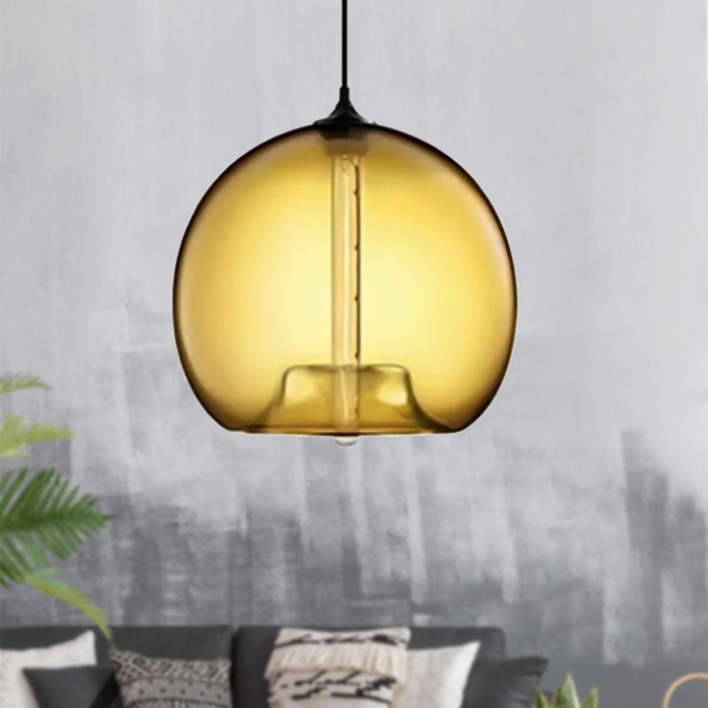 Glass Ball Shade Suspension Light in Modern Style1 Light Red/Brown/Blue Hanging Ceiling Light Clearhalo 'Ceiling Lights' 'Glass shade' 'Glass' 'Modern Pendants' 'Modern' 'Pendant Lights' 'Pendants' Lighting' 597753