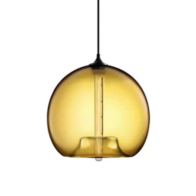 Glass Ball Shade Suspension Light in Modern Style1 Light Red/Brown/Blue Hanging Ceiling Light Clearhalo 'Ceiling Lights' 'Glass shade' 'Glass' 'Modern Pendants' 'Modern' 'Pendant Lights' 'Pendants' Lighting' 597754